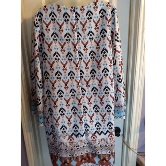 Rock 47 By Wrangler Tunic Dress Multicolored Southwestern Design Knee Length SzM - Picture 5 of 9